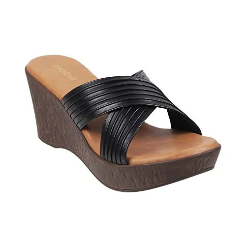 Mochi Women Black Wedge Heel Slip-on UK/6 EU/39 (34-123)