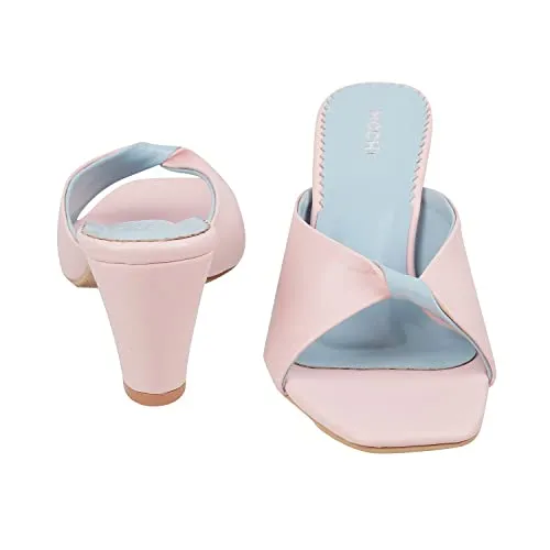 Mochi Women Pink Fashion Block Heel Slip-on UK/6 EU/39 (40-2531)