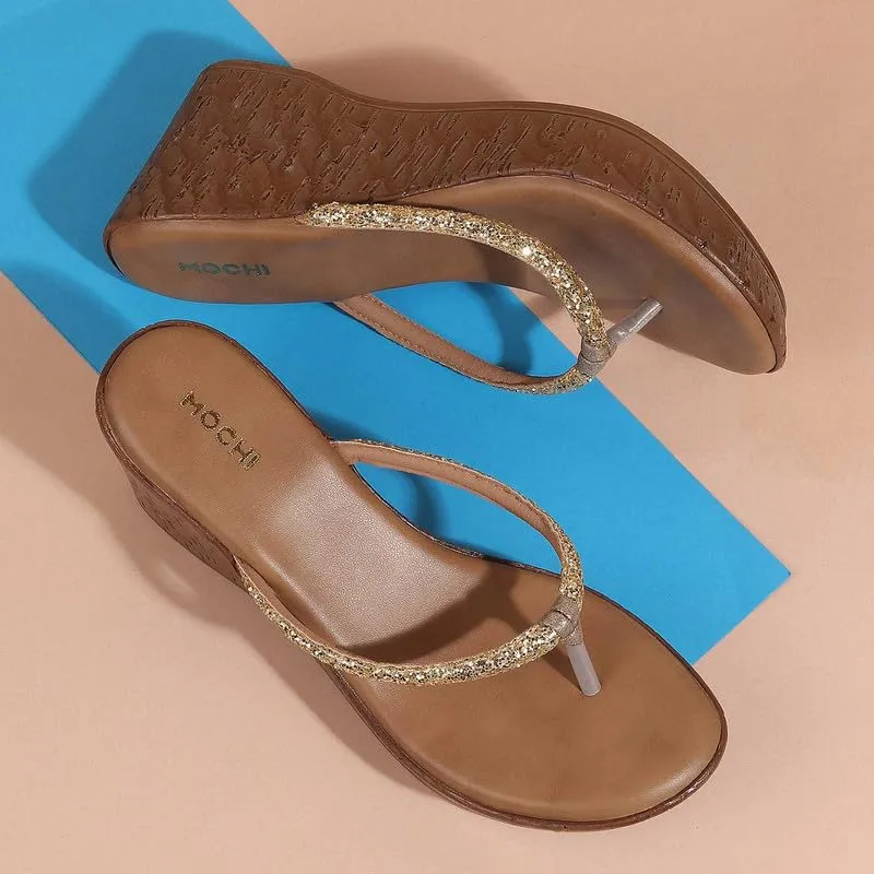 Mochi Womens Synthetic Gold Slip Ons (Size (5 UK (38 EU))