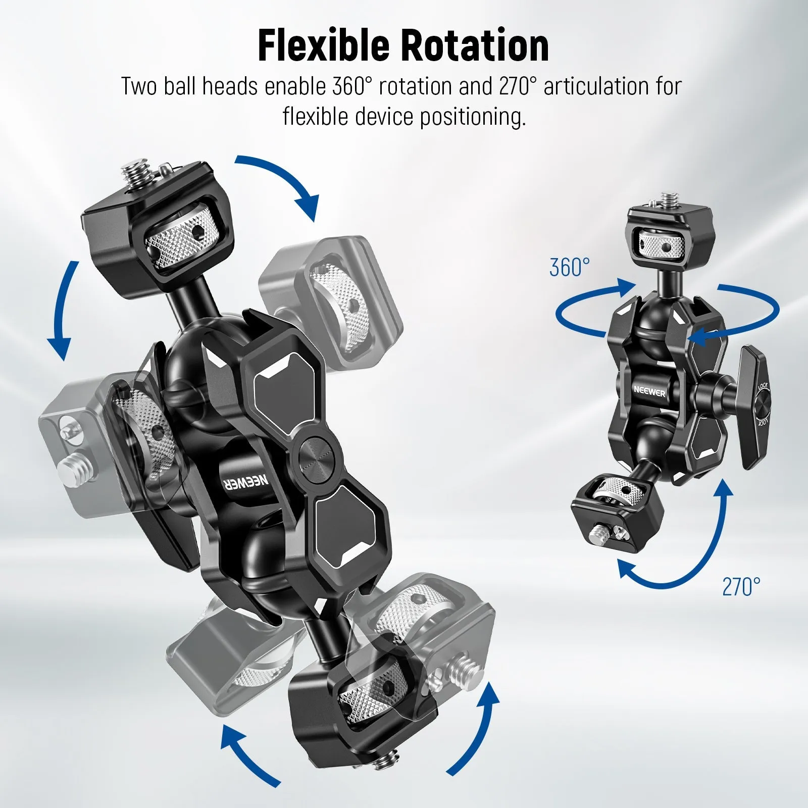 NEEWER UA009 Flexible Articulating Magic Arm with Dual Ball Heads with 1/4" Screws