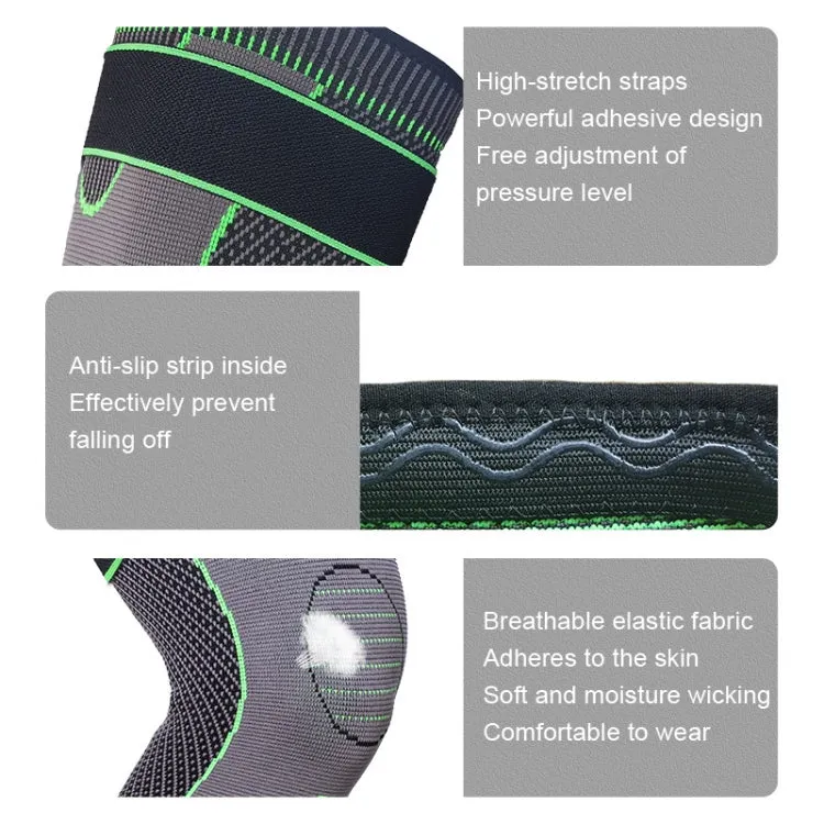 Nylon Knitted Riding Sports Extended Knee Pads, Size: M(Blue Pressurized Anti-slip)