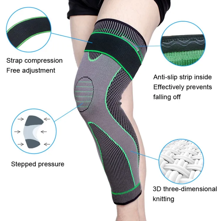 Nylon Knitted Riding Sports Extended Knee Pads, Size: M(Blue Pressurized Anti-slip)