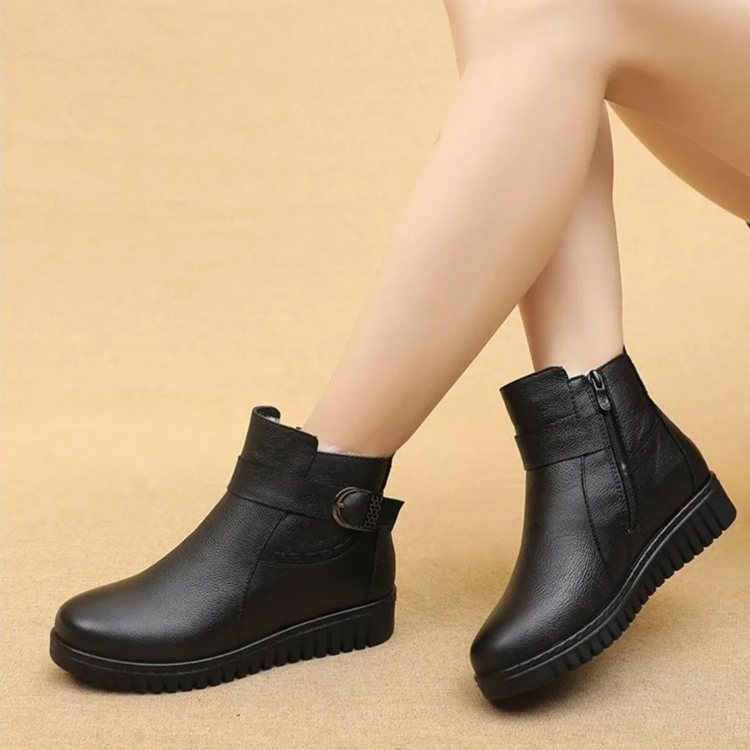 OCW Orthopedic Women Boot Waterproof Leather Made Super Warm Fur Winter AntiSlip Ankle Boots