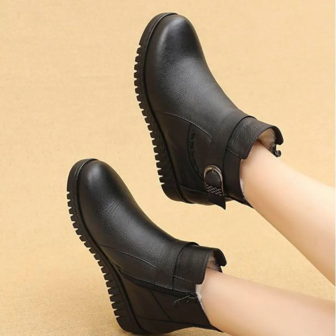 OCW Orthopedic Women Boot Waterproof Leather Made Super Warm Fur Winter AntiSlip Ankle Boots