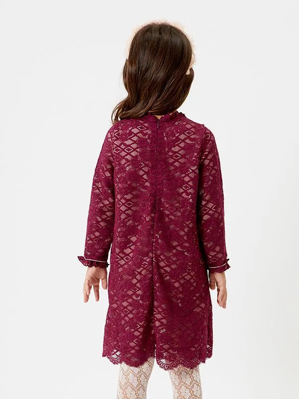 One Friday Deep Maroon Lacework Dress