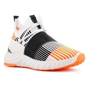 Orange Knitted Striped Walking Shoes