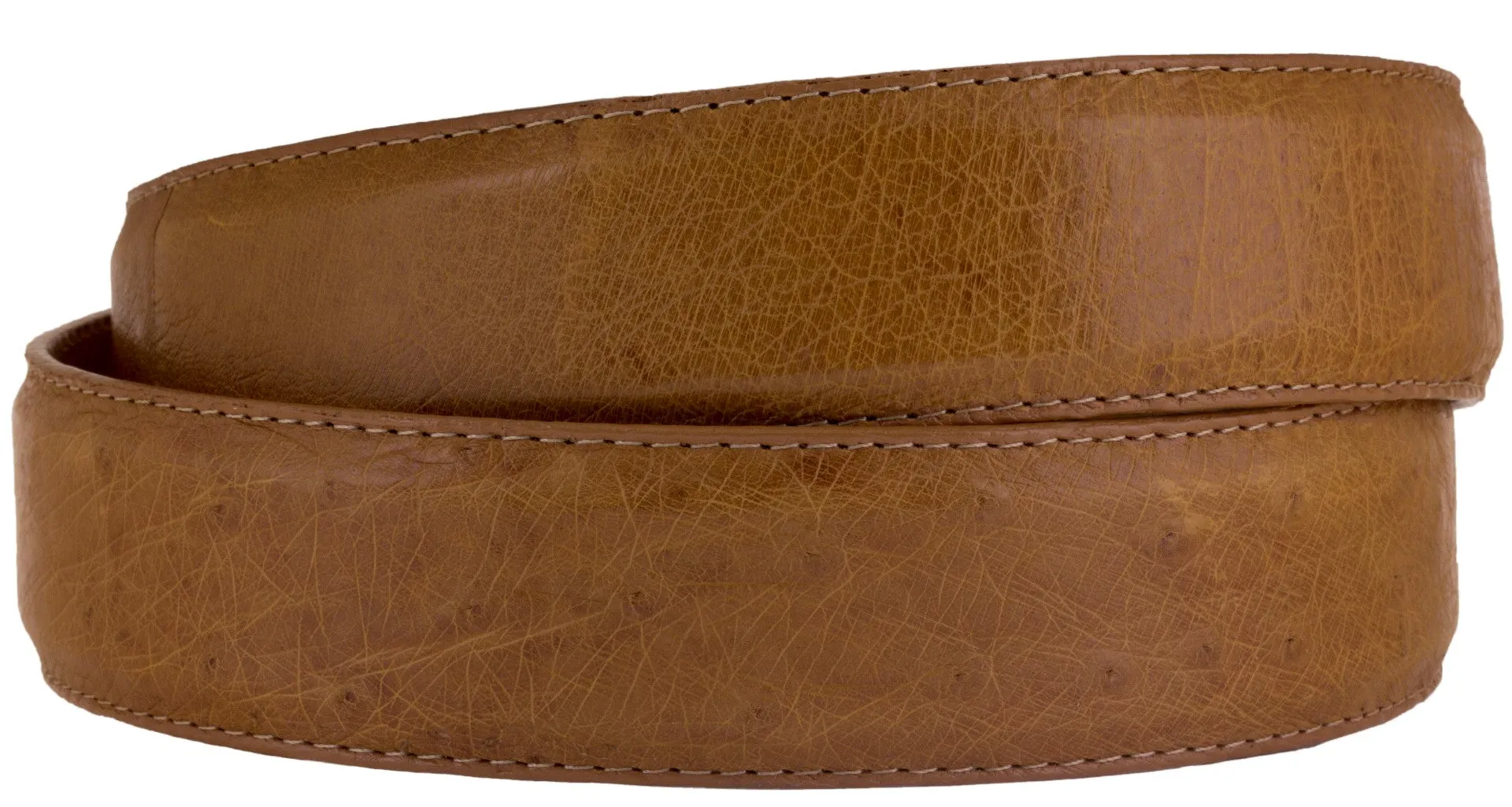 Orange Western Cowboy Belt Real Ostrich Skin Leather - Rodeo Buckle