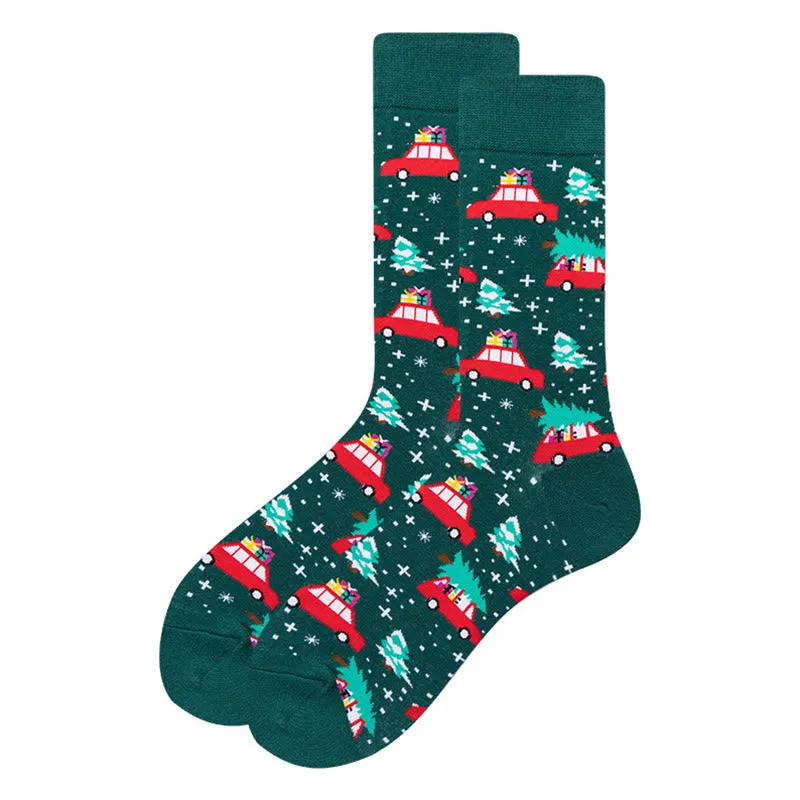 Plus Size Christmas Stretchy Novelty Crew Socks(6 Pairs)