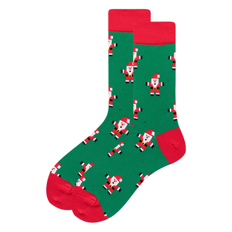 Plus Size Christmas Stretchy Novelty Crew Socks(6 Pairs)