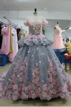 Pretty Backless Quinceanera Dress,Ball Gown Long Wedding/Prom Gown PFW0240