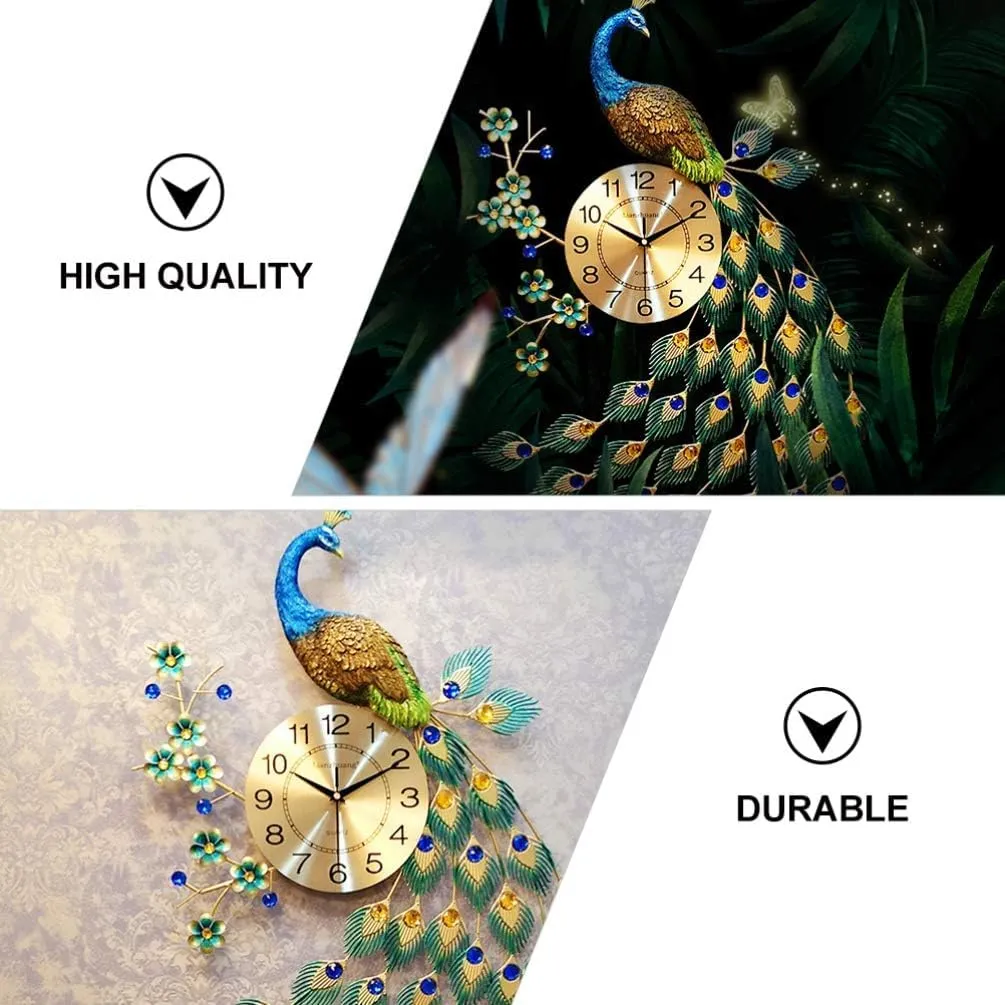 Prosfia European Style Peacock Wall Clock Crystal Luxury Living Room Clock Creative Personality Modern Art Decorative Clock Mute Wall Watch Quartz Clock - Analog, 65 Cm