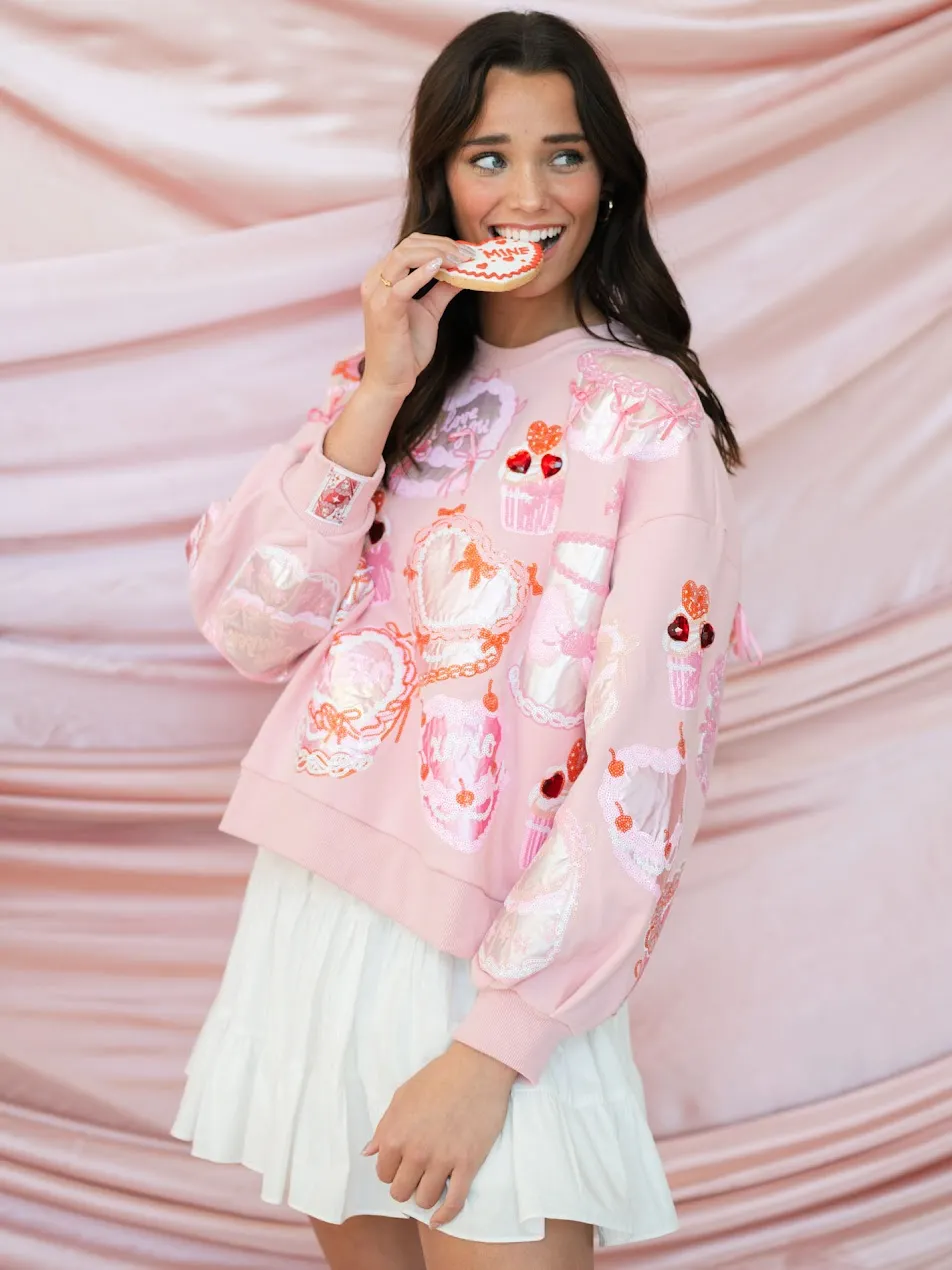 [Queen of Sparkles] Light Pink Cakes & Pastries Sweatshirt