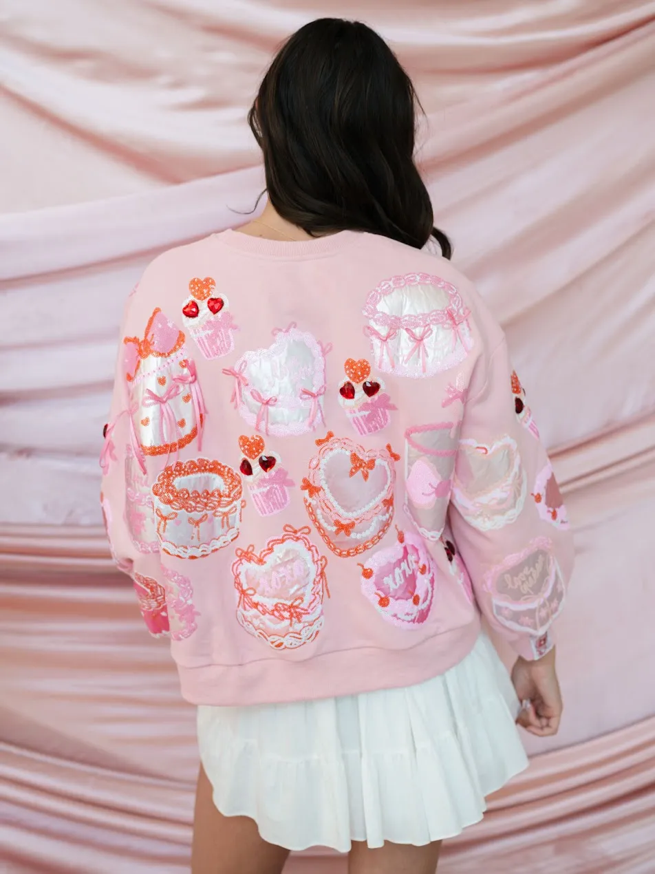 [Queen of Sparkles] Light Pink Cakes & Pastries Sweatshirt