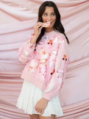 [Queen of Sparkles] Light Pink Cakes & Pastries Sweatshirt