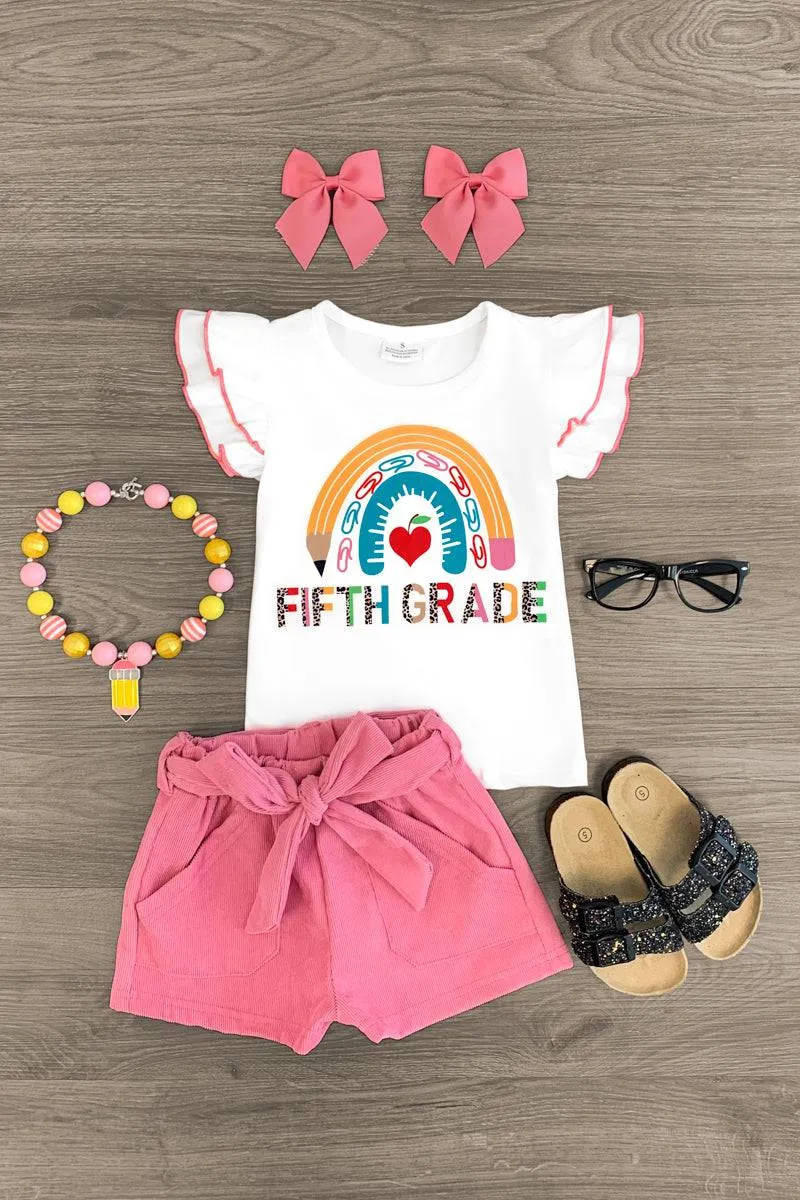 "Preschool - Fifth Grade" Rainbow Short Set