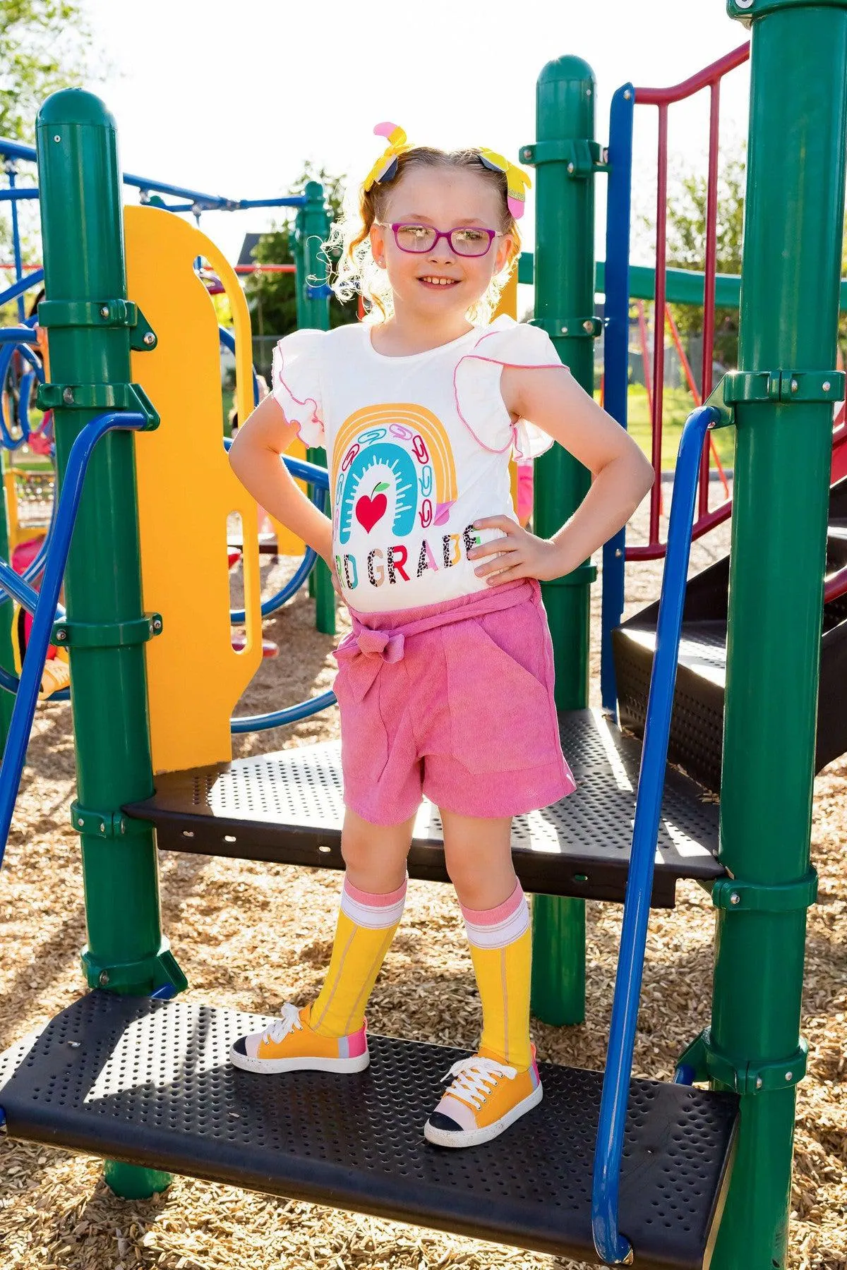 "Preschool - Fifth Grade" Rainbow Short Set