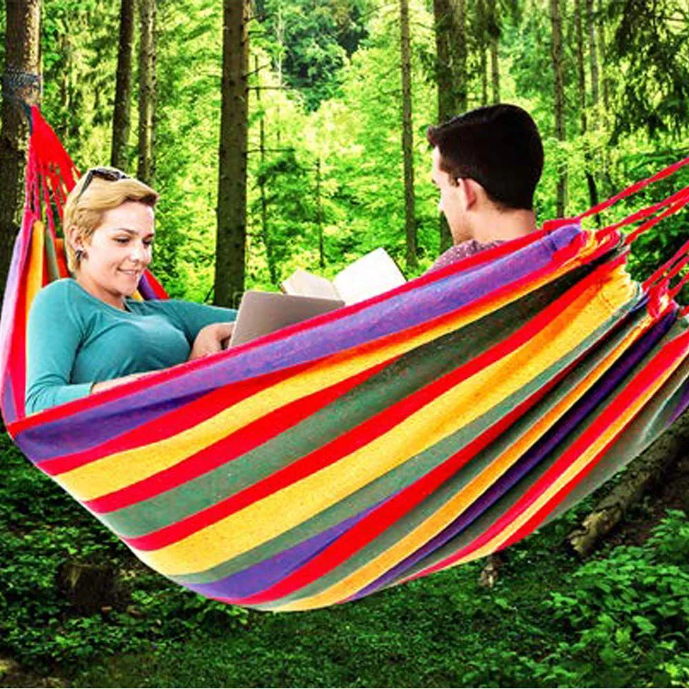 Rainbow Striped Cotton Fabric Brazilian Wide Hammock - Littlestar-cn