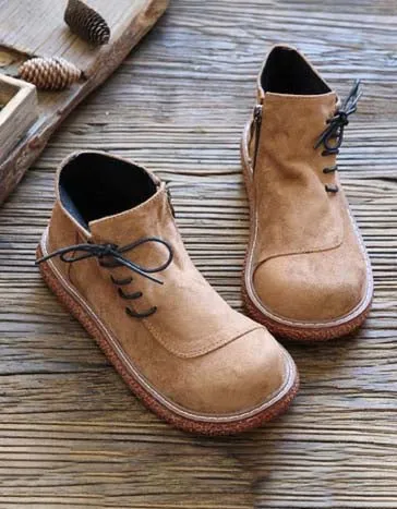 Retro Side Lace-up Suede Spring Shoes