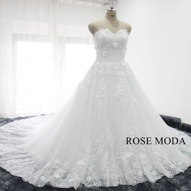 Rosemoda 3d Floral Lace Ball Gown Wedding Dress