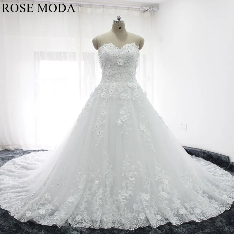 Rosemoda 3d Floral Lace Ball Gown Wedding Dress