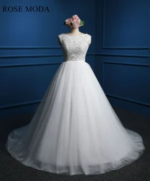 Rosemoda Bateau Neckline Beading Bodice Ball Gown Wedding Dress