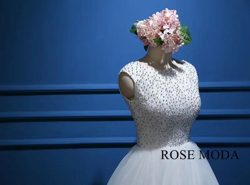 Rosemoda Bateau Neckline Beading Bodice Ball Gown Wedding Dress
