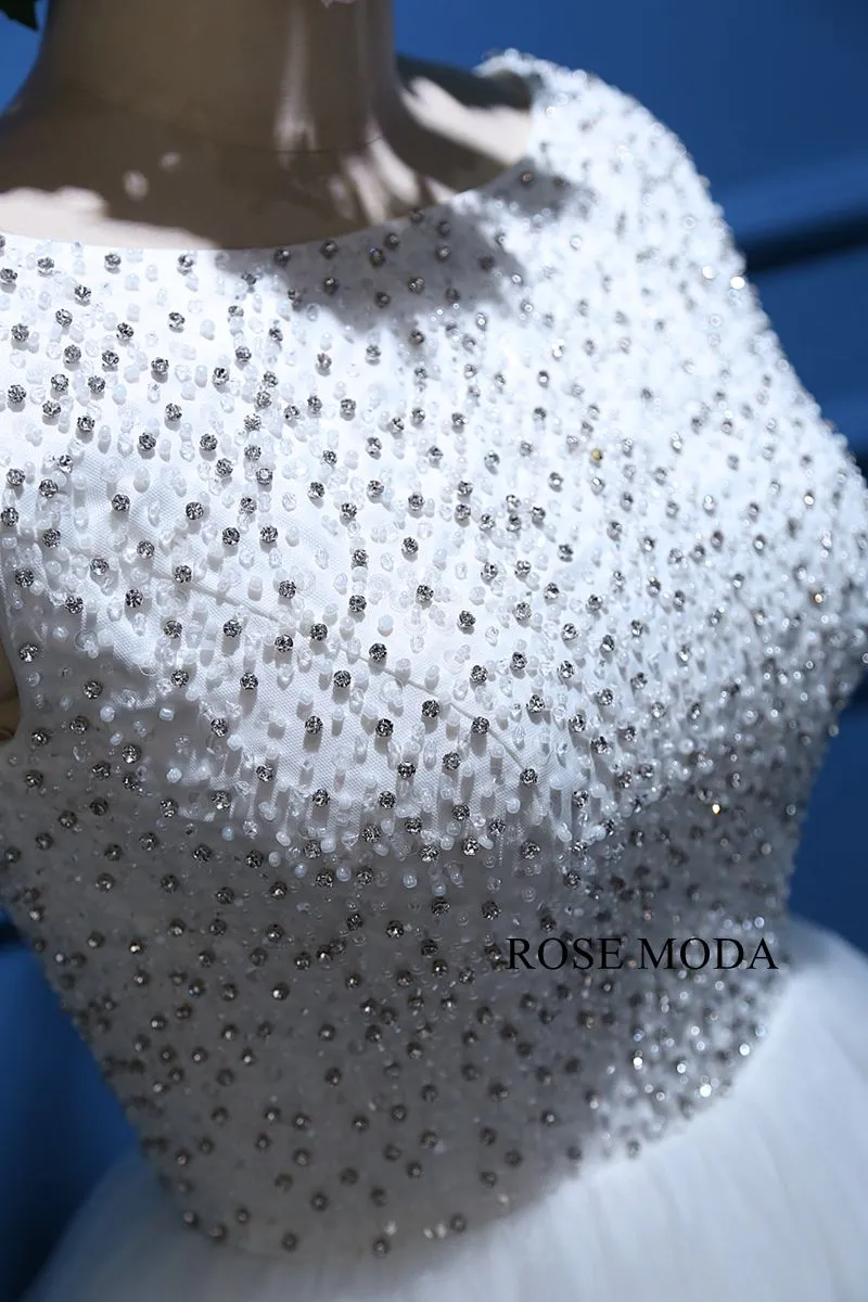 Rosemoda Bateau Neckline Beading Bodice Ball Gown Wedding Dress