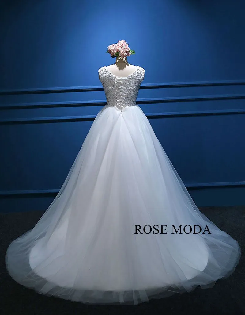 Rosemoda Bateau Neckline Beading Bodice Ball Gown Wedding Dress