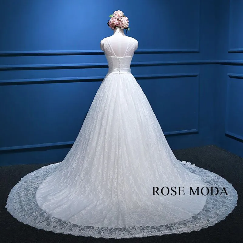 Rosemoda Bateau Neckline Lace Ball Gown Wedding Dress