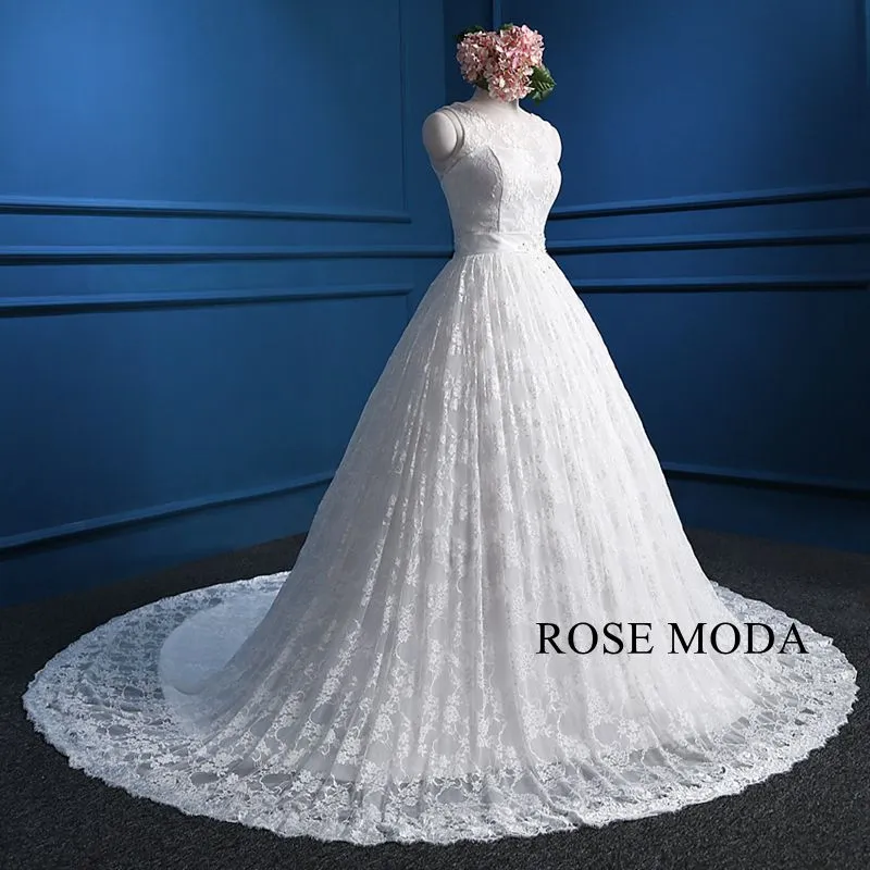 Rosemoda Bateau Neckline Lace Ball Gown Wedding Dress