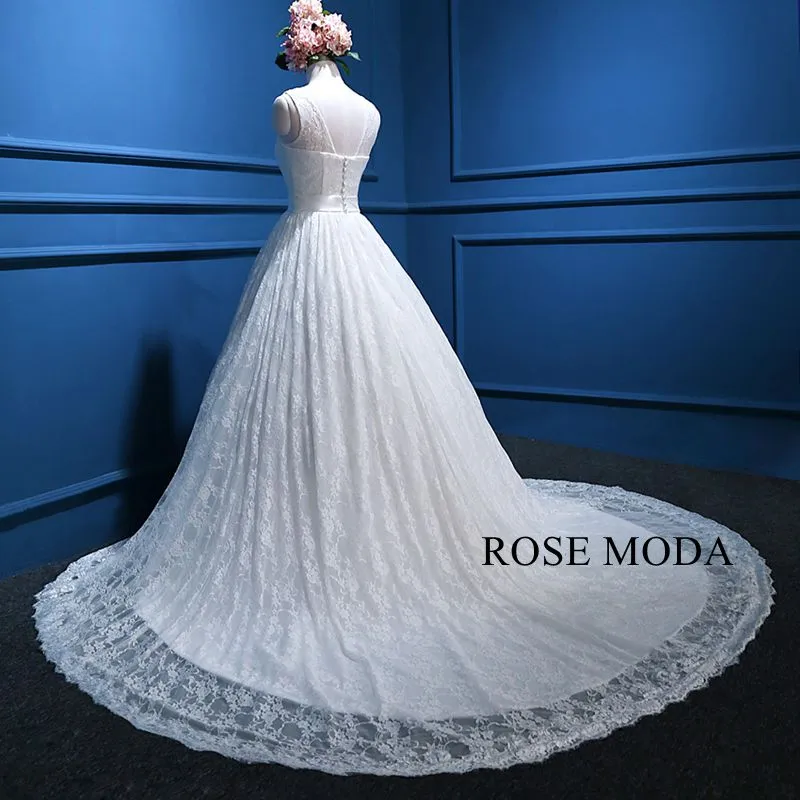 Rosemoda Bateau Neckline Lace Ball Gown Wedding Dress