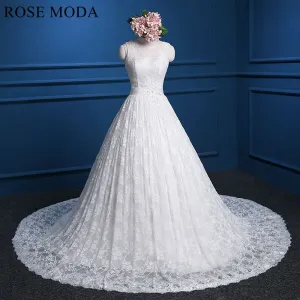 Rosemoda Bateau Neckline Lace Ball Gown Wedding Dress