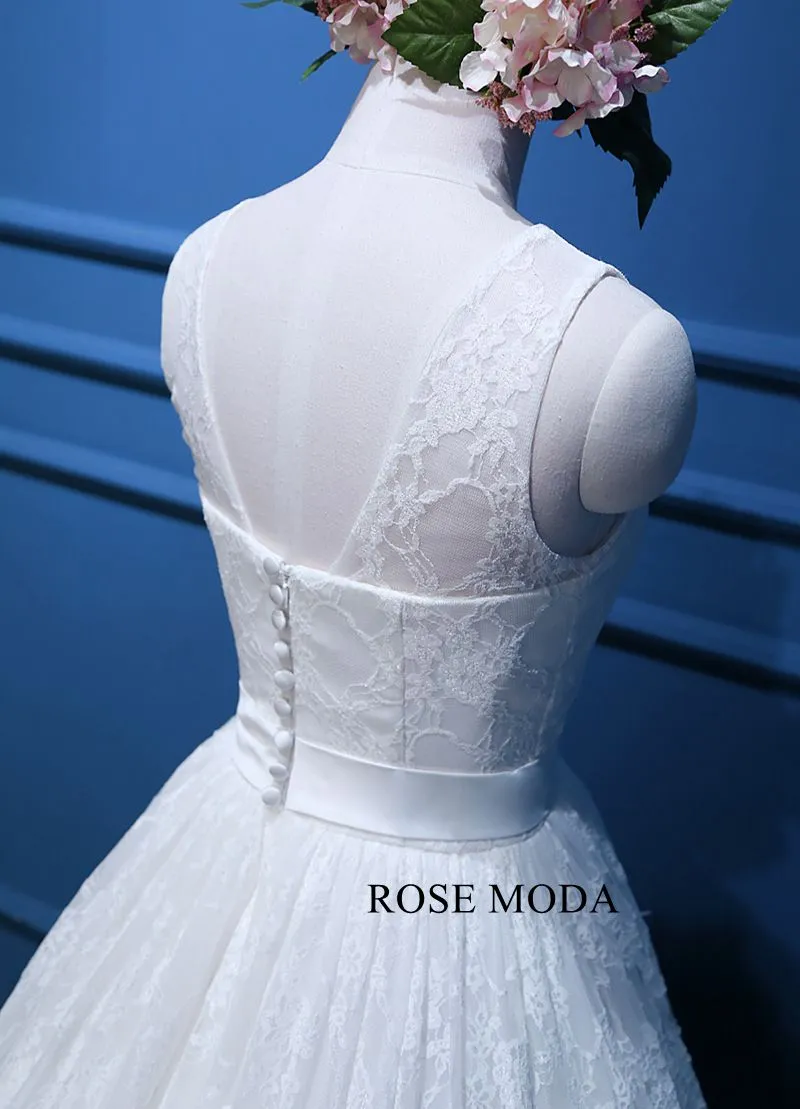 Rosemoda Bateau Neckline Lace Ball Gown Wedding Dress