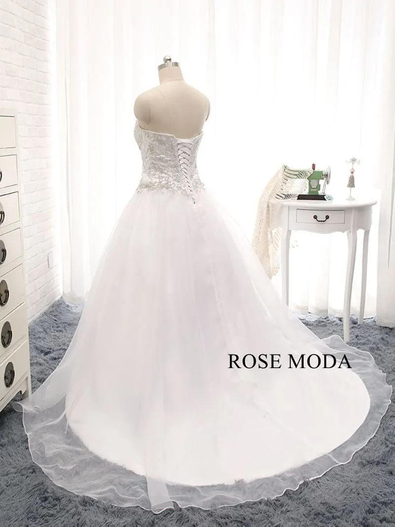 Rosemoda Beaded Embroidery Structured Organza Ball Gown Wedding Dress
