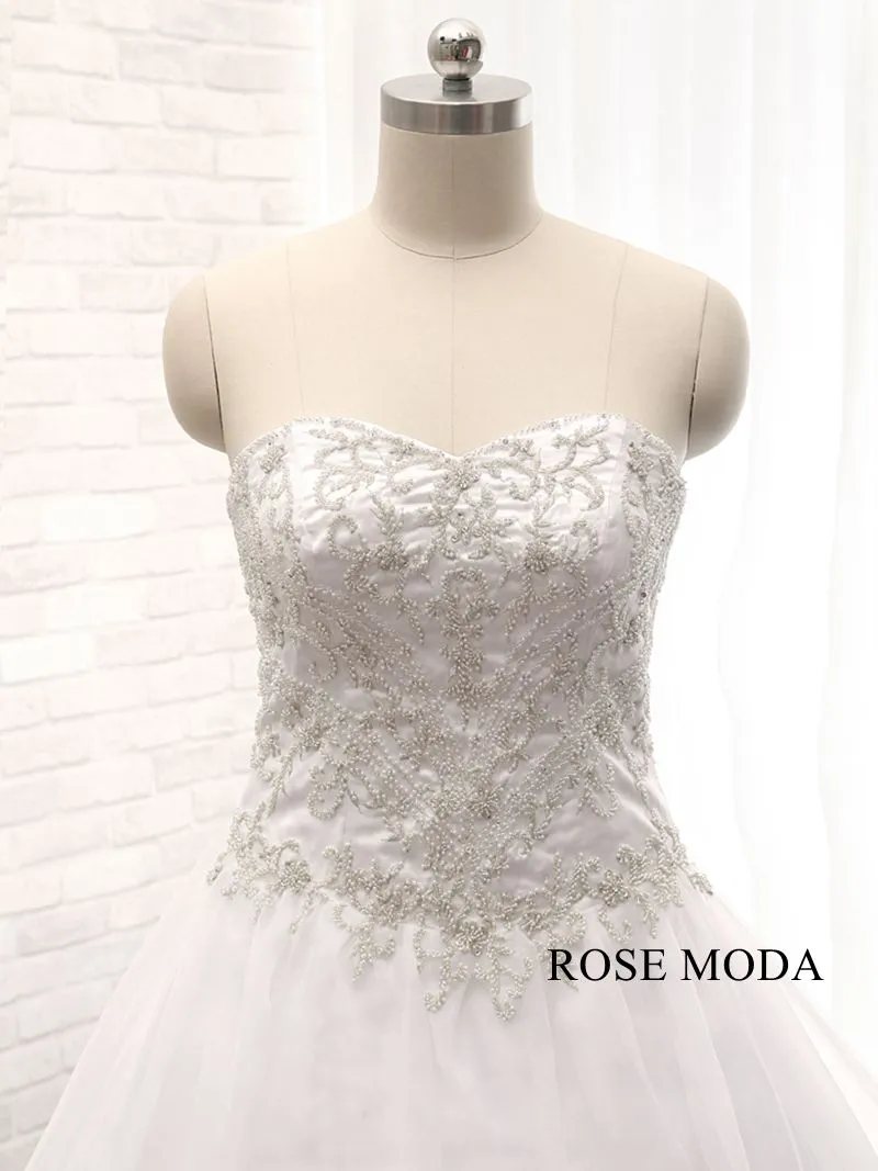 Rosemoda Beaded Embroidery Structured Organza Ball Gown Wedding Dress
