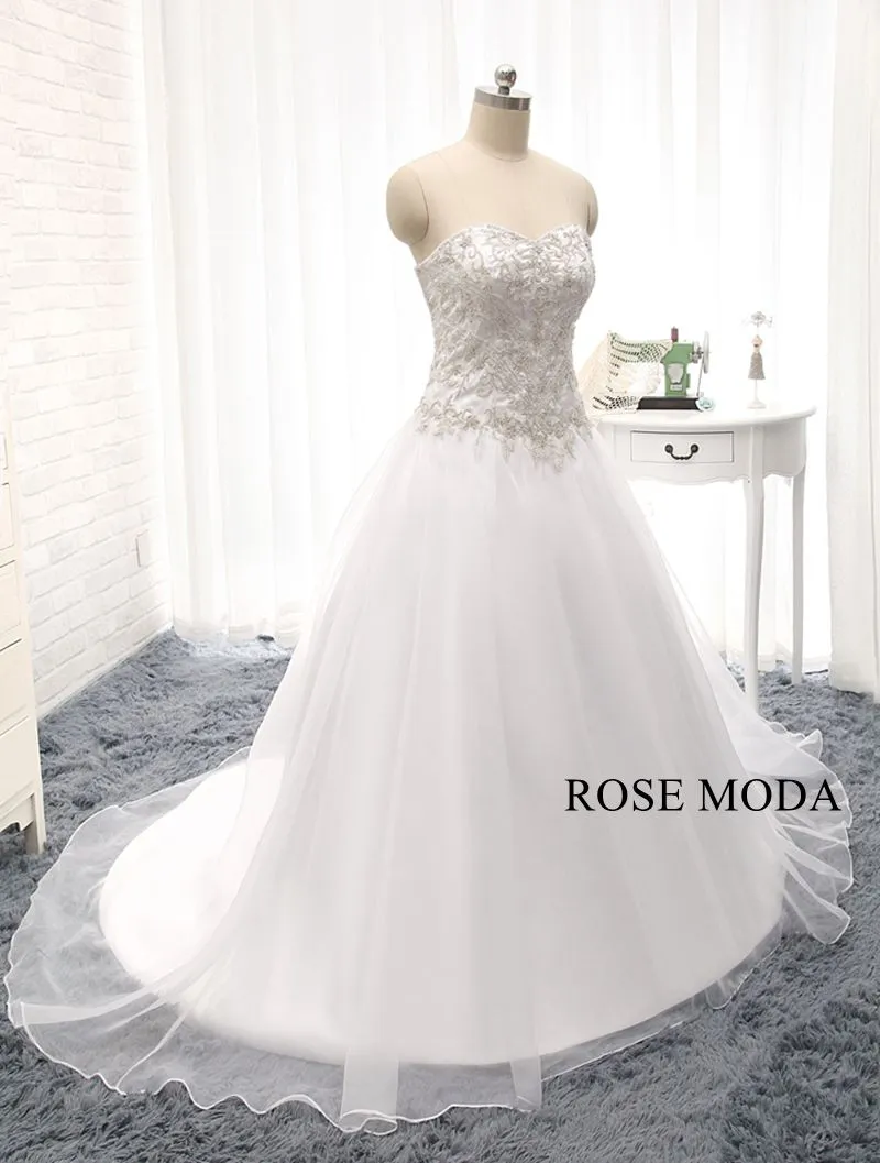 Rosemoda Beaded Embroidery Structured Organza Ball Gown Wedding Dress