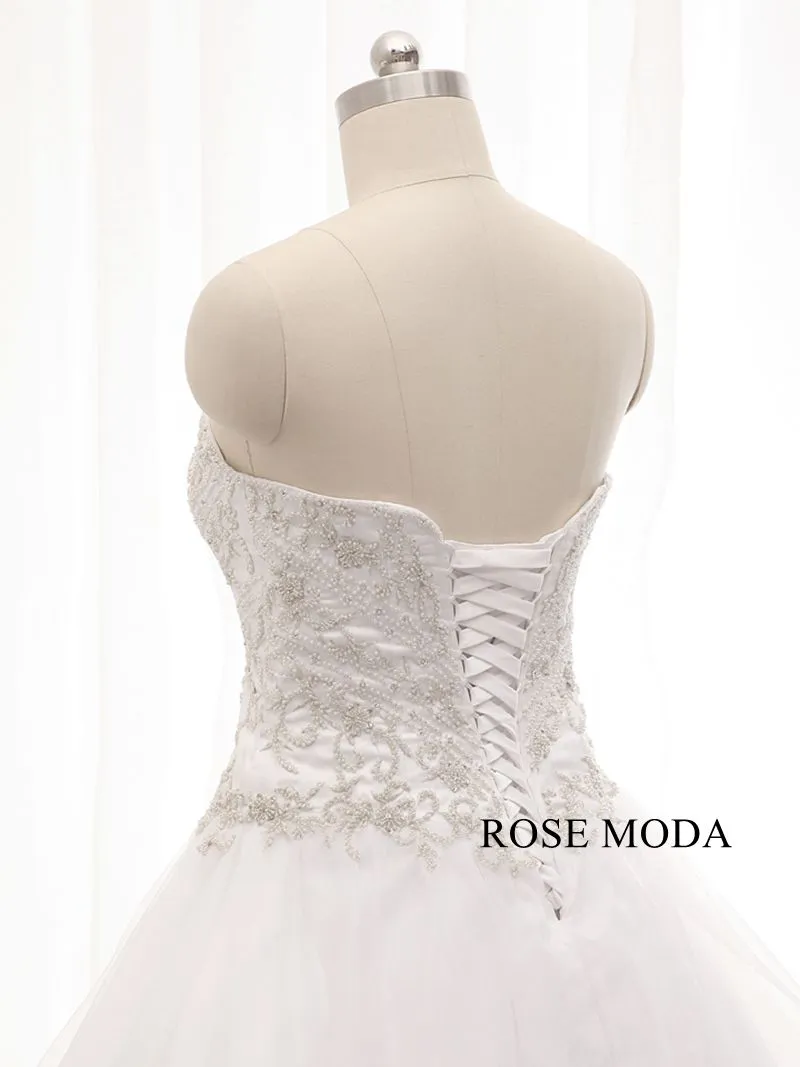 Rosemoda Beaded Embroidery Structured Organza Ball Gown Wedding Dress