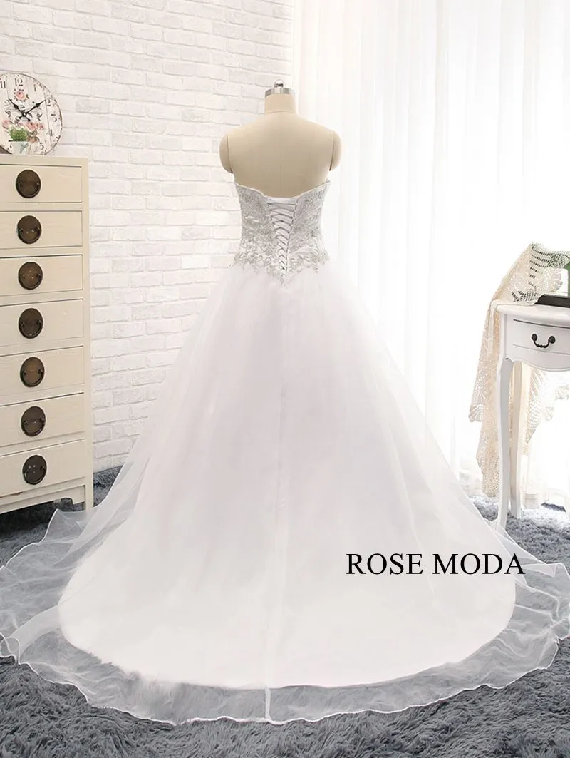 Rosemoda Beaded Embroidery Structured Organza Ball Gown Wedding Dress