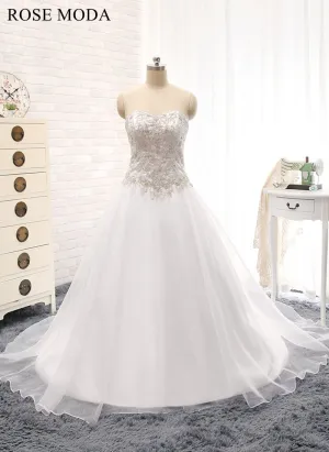 Rosemoda Beaded Embroidery Structured Organza Ball Gown Wedding Dress