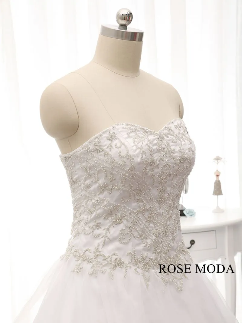 Rosemoda Beaded Embroidery Structured Organza Ball Gown Wedding Dress