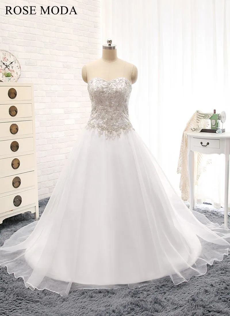 Rosemoda Beaded Embroidery Structured Organza Ball Gown Wedding Dress