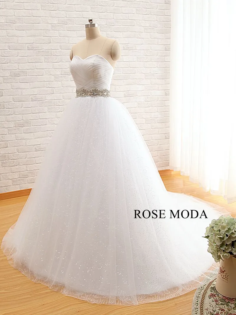 Rosemoda Crossover Sweetheart Bodice Glitter Ball Bridal Gown