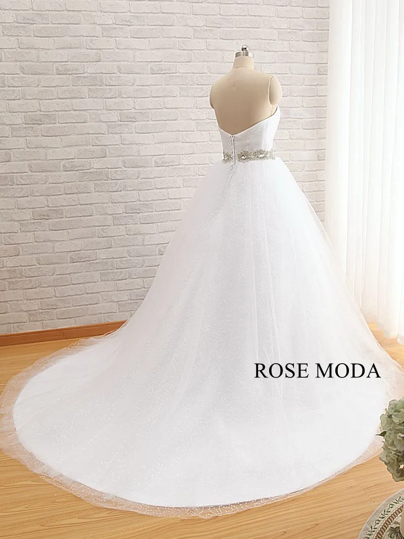Rosemoda Crossover Sweetheart Bodice Glitter Ball Bridal Gown