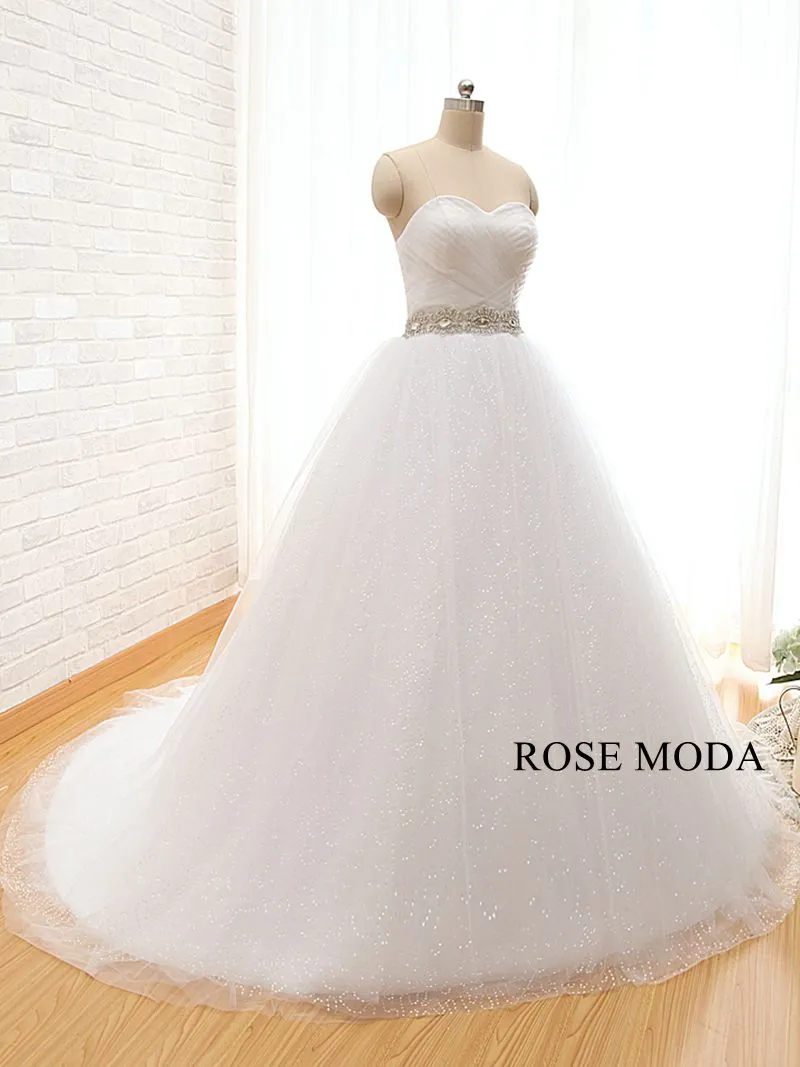 Rosemoda Crossover Sweetheart Bodice Glitter Ball Bridal Gown