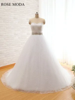 Rosemoda Crossover Sweetheart Bodice Glitter Ball Bridal Gown