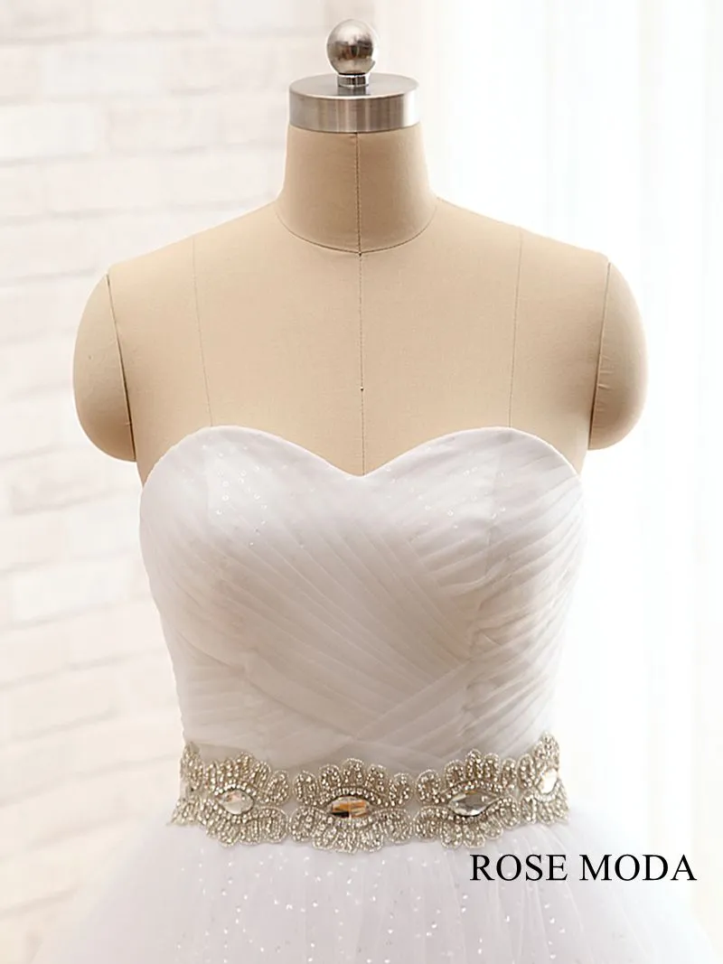 Rosemoda Crossover Sweetheart Bodice Glitter Ball Bridal Gown