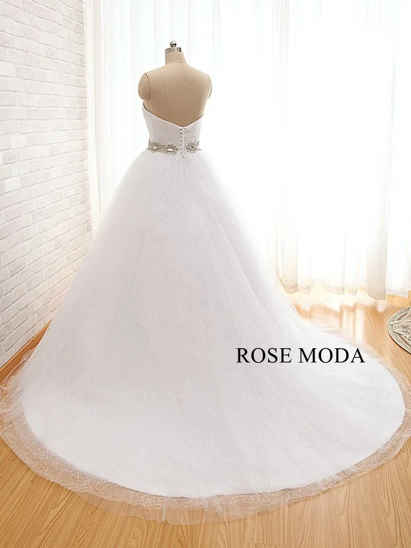 Rosemoda Crossover Sweetheart Bodice Glitter Ball Bridal Gown