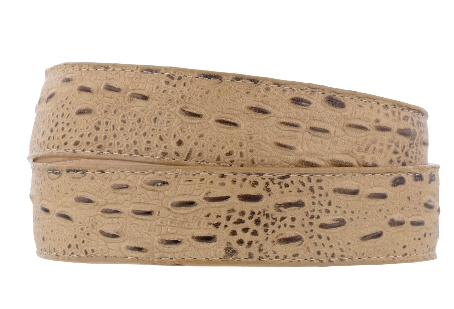 Sand Western Belt Iguana Print Leather - Silver Buckle