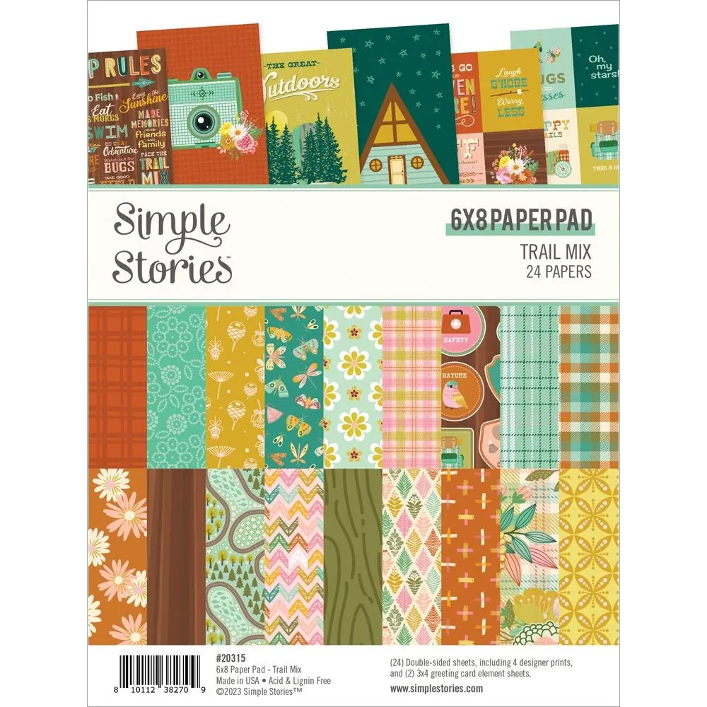 Simple Stories Double-Sided Paper Pad 6"X8" 24pack Trail Mix*
