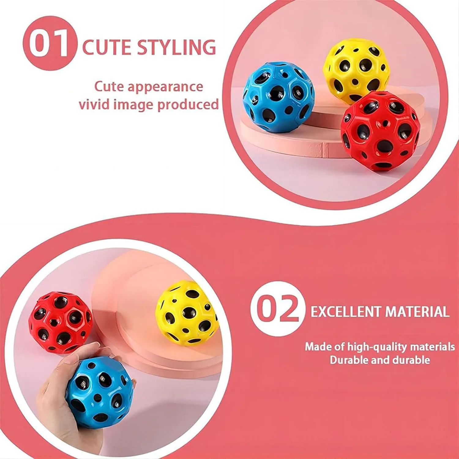 SIRTERIQ Moon Ball Bouncy Coral Ball Anti Stress Ball (Pack of 6 - Multicolor)